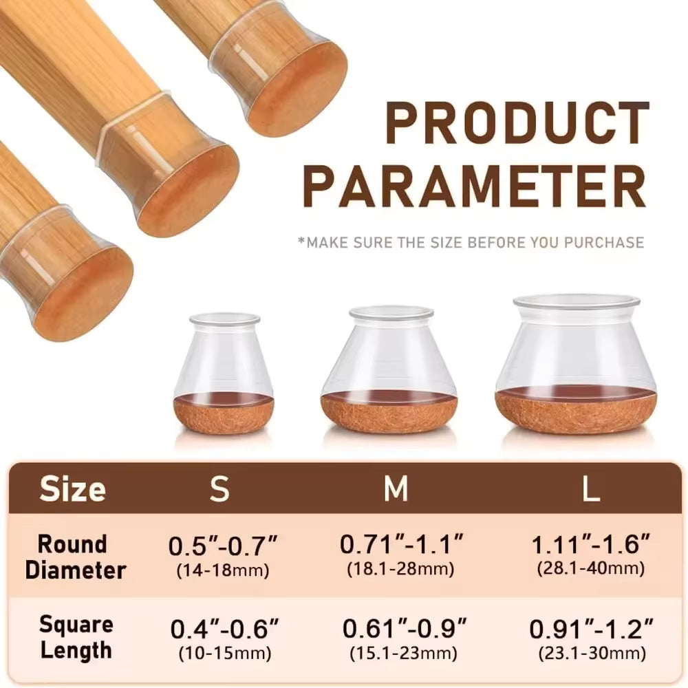 24pcs Silicone Chair Leg Protectors with Felt – Anti-Scratch & Noise-Reducing Floor Caps