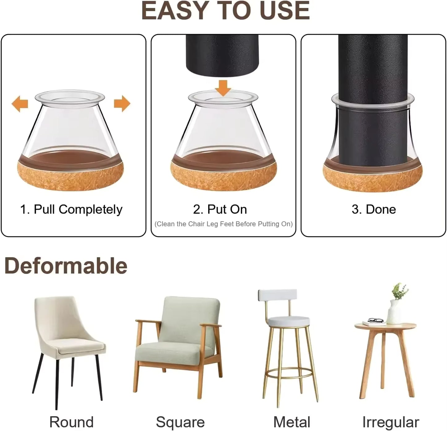 24pcs Silicone Chair Leg Protectors with Felt – Anti-Scratch & Noise-Reducing Floor Caps