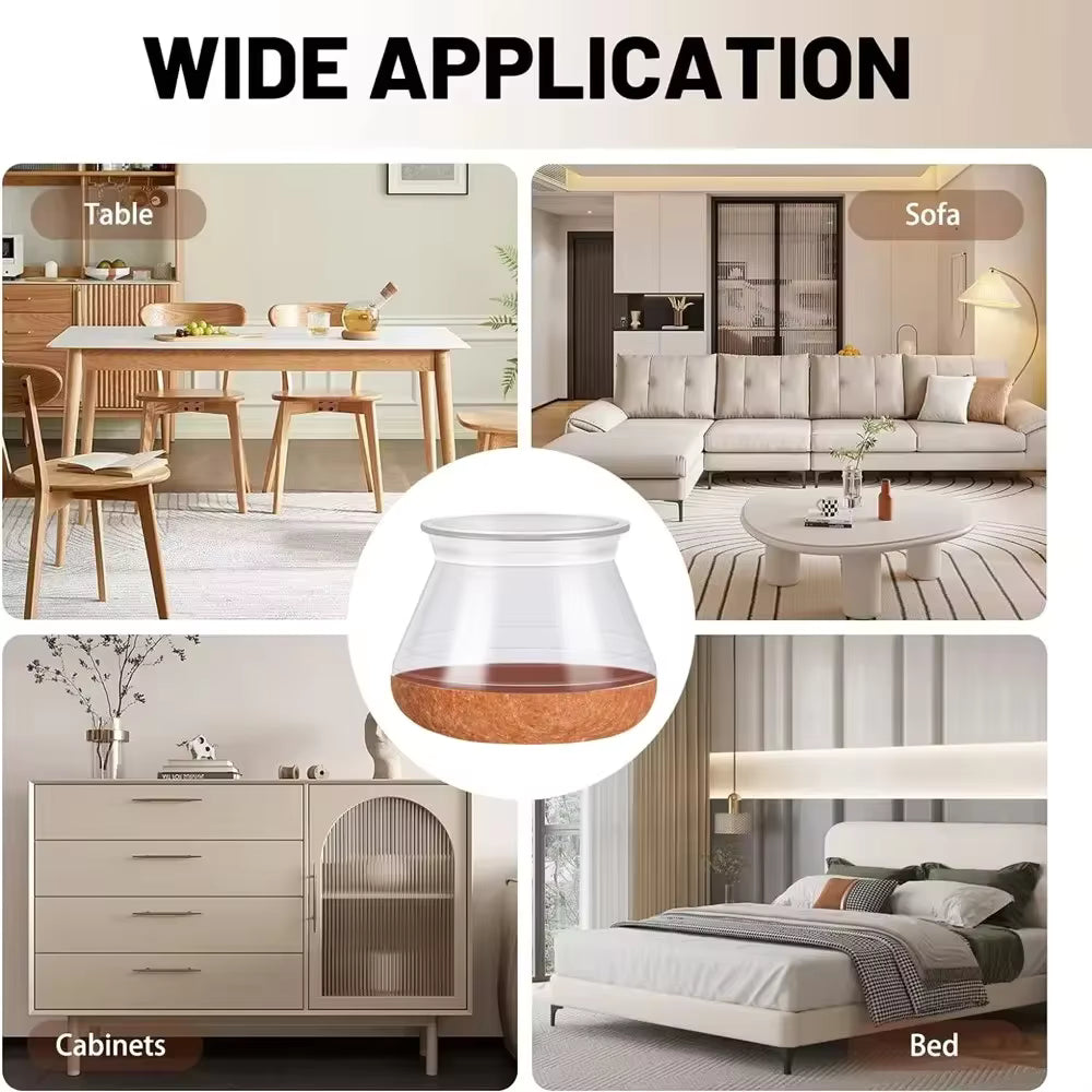 24pcs Silicone Chair Leg Protectors with Felt – Anti-Scratch & Noise-Reducing Floor Caps