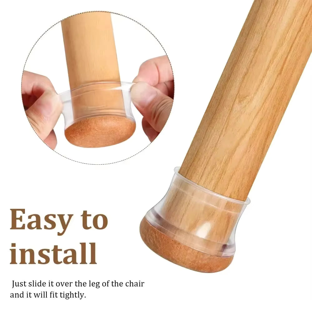 24pcs Silicone Chair Leg Protectors with Felt – Anti-Scratch & Noise-Reducing Floor Caps